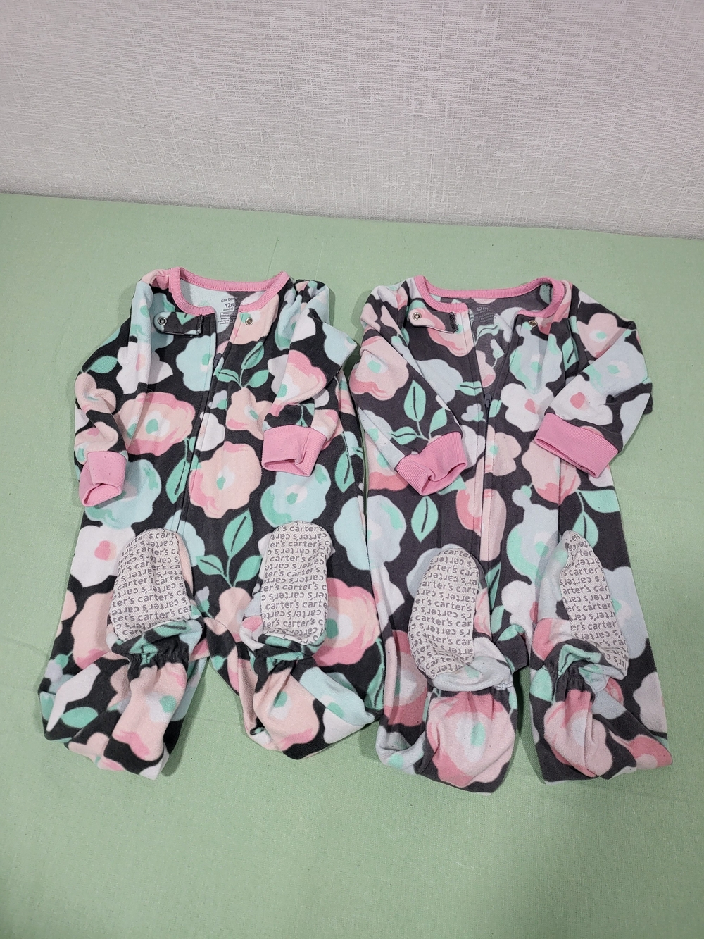 Carter's Pink Floral Zip-Front Baby Pajamas - 2-Pack